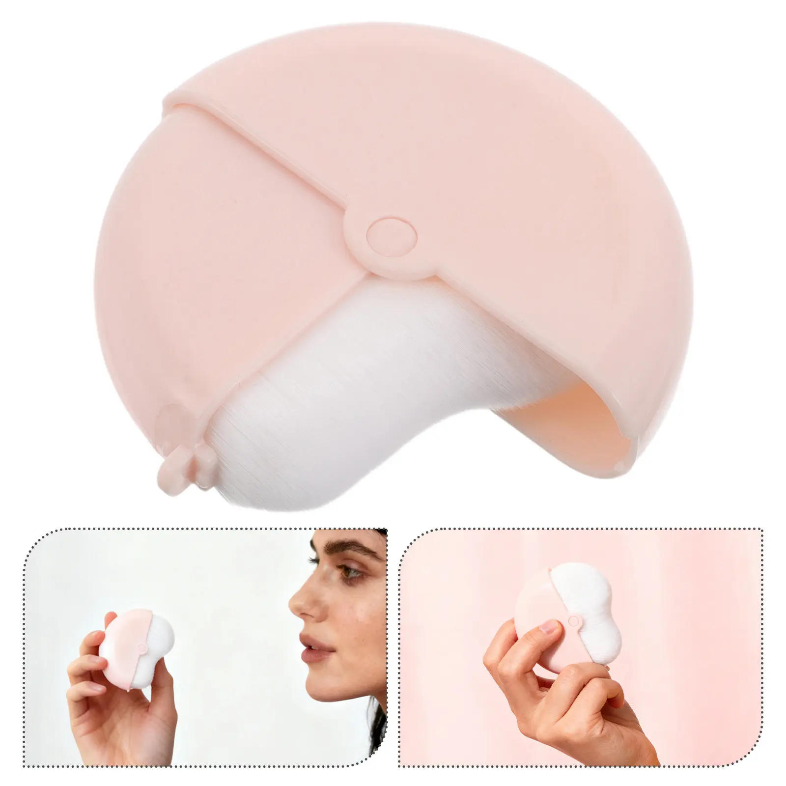 2Pcs Wave Shape Foundation Brush Rotatable Cap Liquid Makeup Brushes Full Coverage Flat Top Face Makeup Applicator Professional
