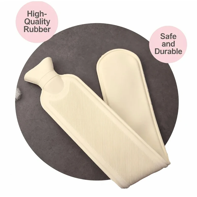 Plush Cat Long Strip Hot Water Bag Large Size 1500ml Water Injection Hot Water Bag Rubber Hot Water Bag Winter Hand Warmers
