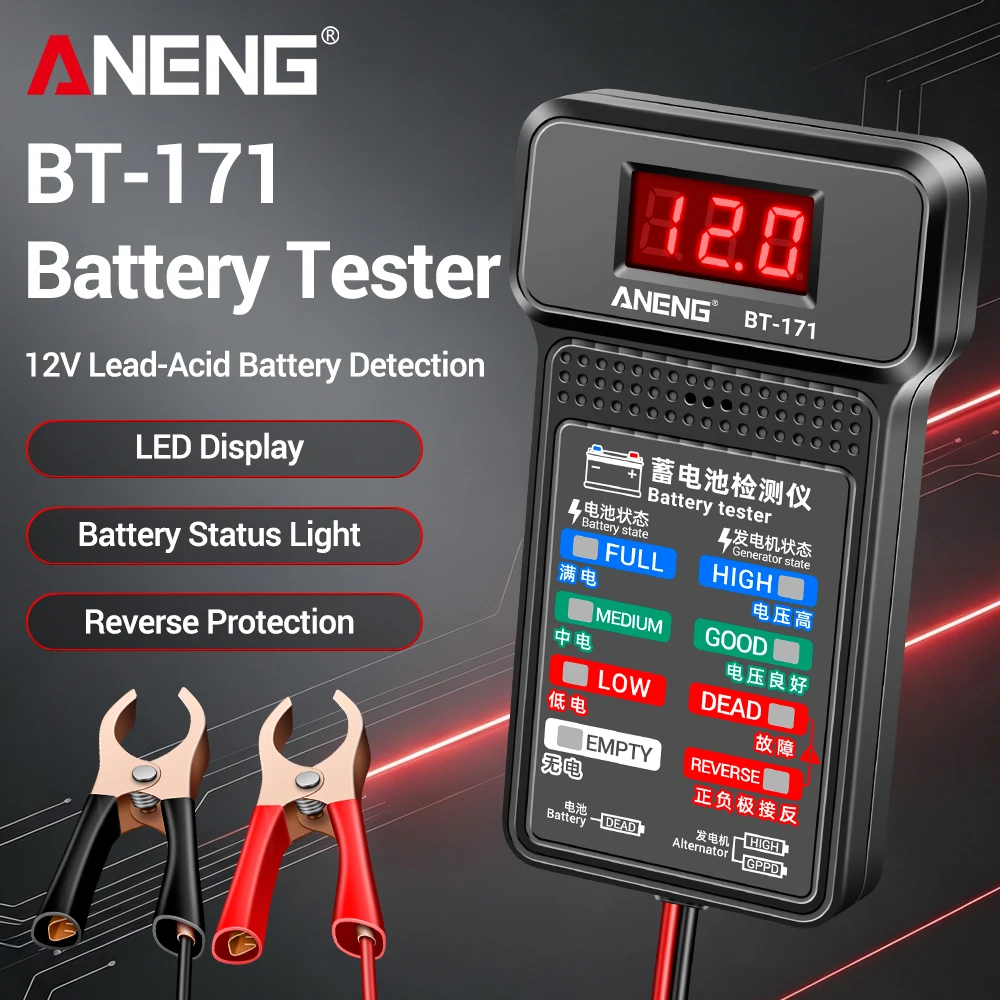 ANENG BT-171 Multifunctional Battery Testers 12V Auto Repair Industry Detection with LED Reverse Display Screen Electrician Tool