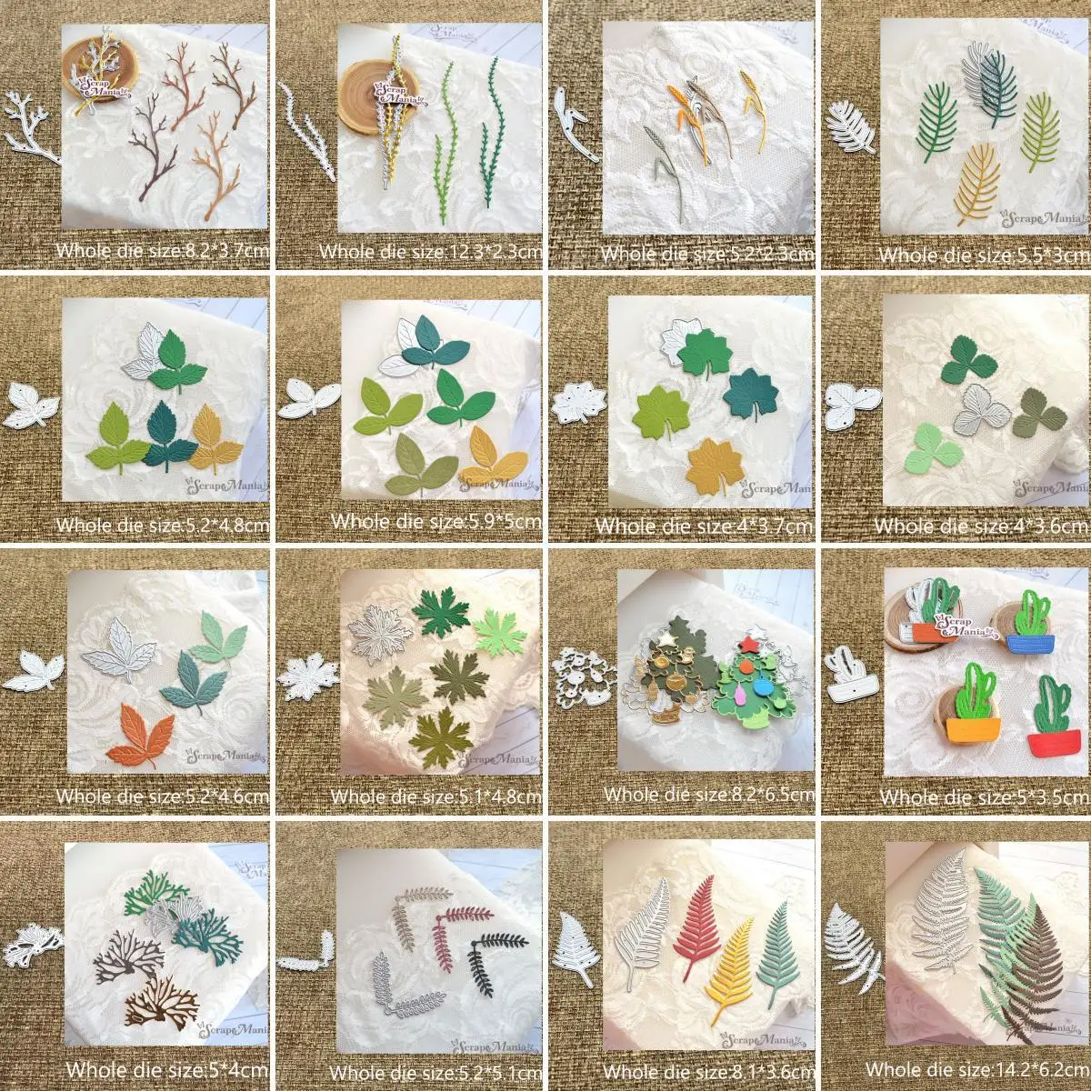 New Design Craft Metal Cutting Die cut dies 16kinds leaves tree plants scrapbook Album Paper Card Craft Embossing die cuts