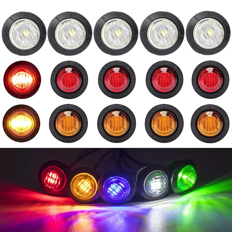 

5шт./10шт. 12-24V 3/4 "светодиодные боковые габаритные фонари, передние и задние индикаторы для грузовика, автомобиля, автобуса, прицепа, фургона, каравана, лодки, задний фонарь