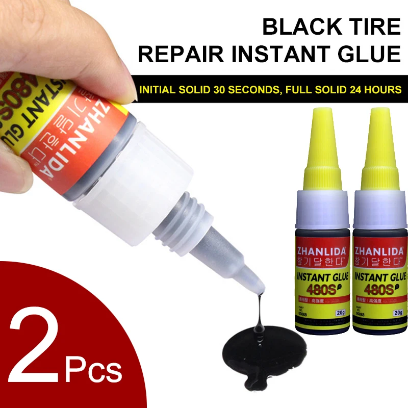 

2PCS 480S Tire Repair Instant Glue Rubber Adhesives Black Glue Fast Caulk Repair Seal Tyre Sealant Bike Car Motorcycle Repair