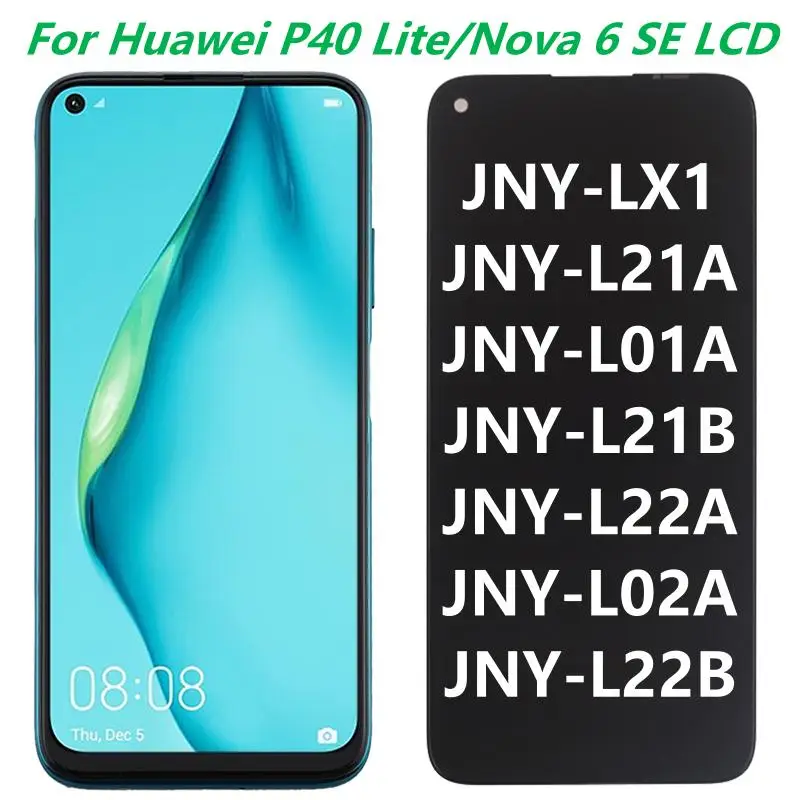 Original 6.4  Nova 6 SE LCD For Huawei P40 Lite Display With Frame P40 Lite JNY-L21 JNY-TL10 LCD Display Touch Screen Assembly