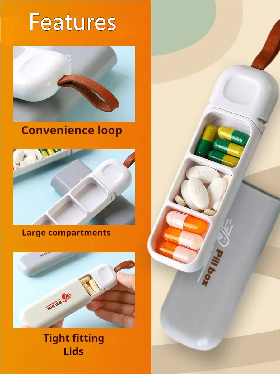 AiQUE Daily Pill Case Pillbox 3-Grids Medicine Tablet Box Portable Travel Drugs Storage Organizer Secret Compartments Pill Box
