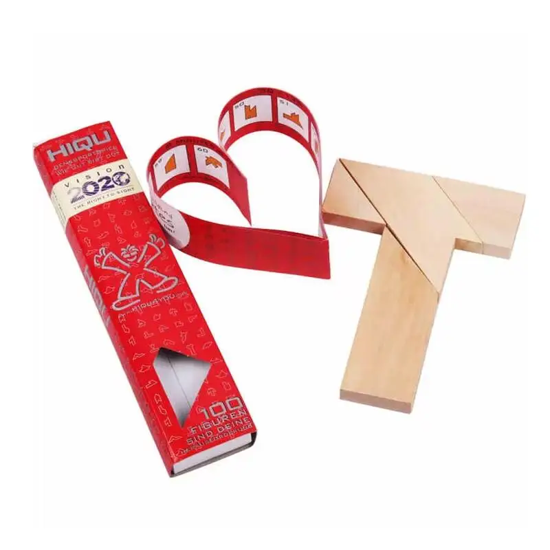 

Classic Wooden T Puzzle Mind Tangram Brain Teasers Shape Puzzles Game with Instruction