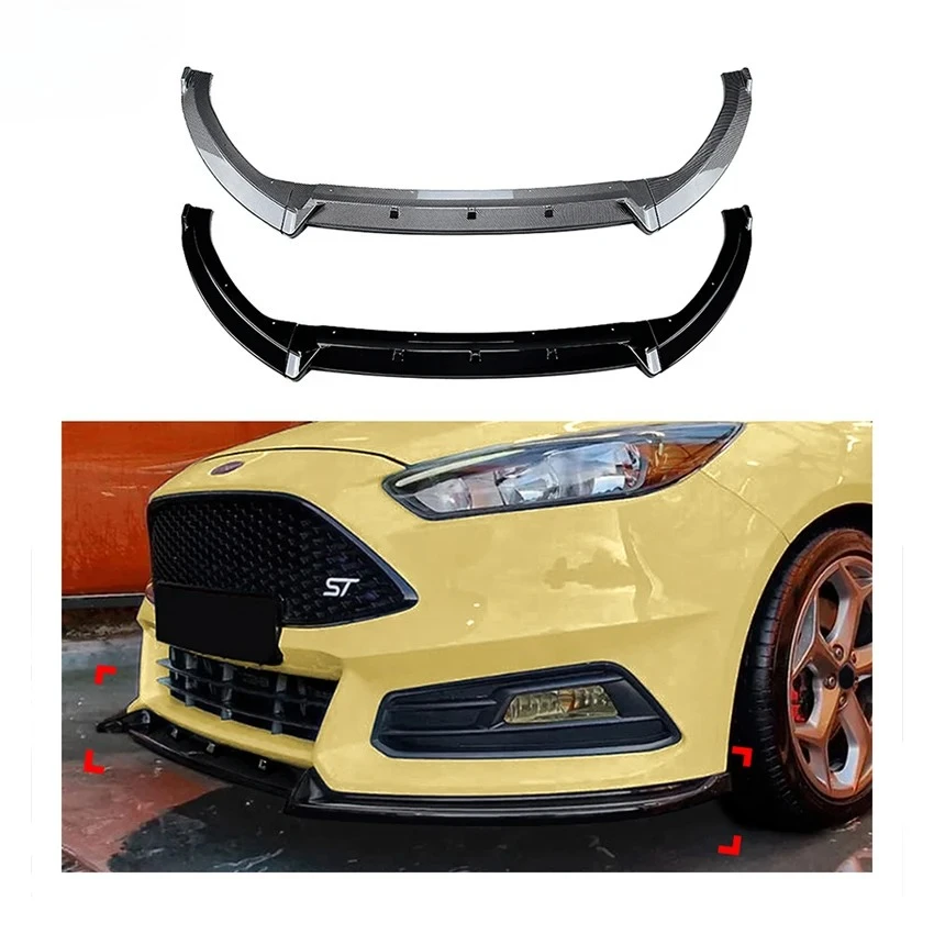 

AMP-Z Hot Sale Factory Price Plastic Material Car Fiber Look ABS Front Bumper Lip for Ford Focus MK3 3.5 ST ST-Line 2011-2017