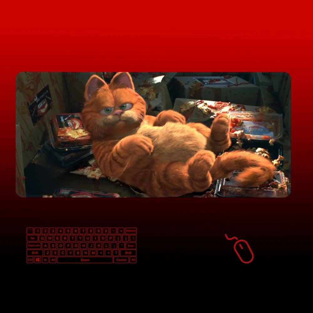 GarfieldES Mouse Pad Gamer Large Rubber Art Gaming Mouse Pad Locking Edge Cool Big Computer Mousepad Laptop Desk Mat