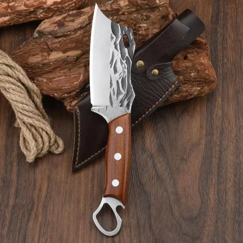 1 pc high carbon stainless steel fruit knife for cutting points and stripping knives, solid wood handle suitable for outdoor cam