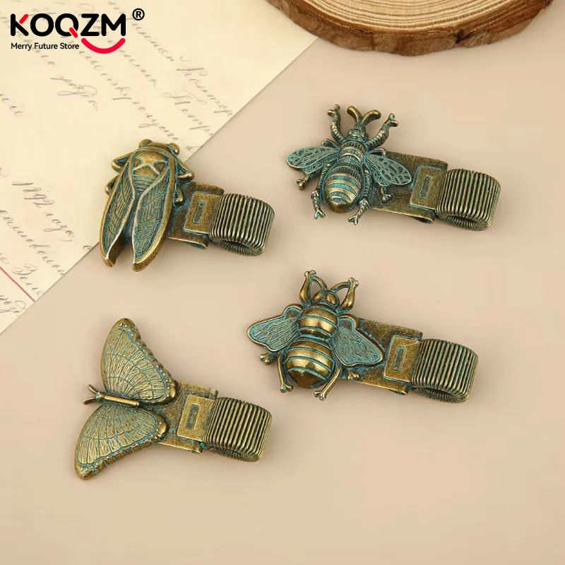 1pc Vintage Insect Metal Pen Clip, Spring Loaded Pen Holder For Notebook Journal Office School Stationery