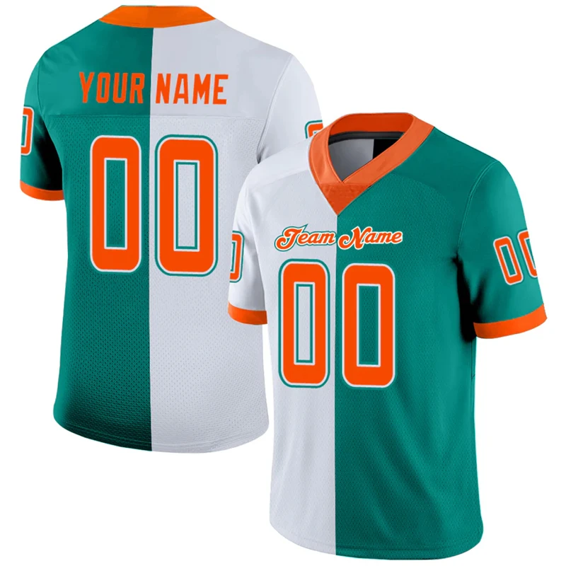 Fashion Split Two Color Graphic Football T Shirts For Men Custom Name Team Name Number Rugby T-shirts Loose Breathable Kids Tees