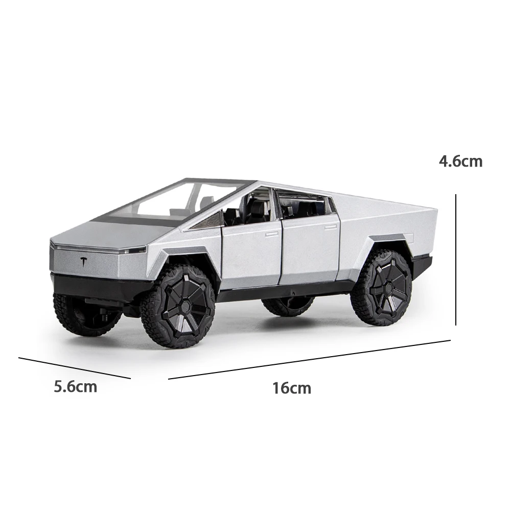 1:24 TeslaPickup Alloy Car Model Diecasts Metal Toy Off-road Vehicles Car Model Sound and Light Gift for Kids