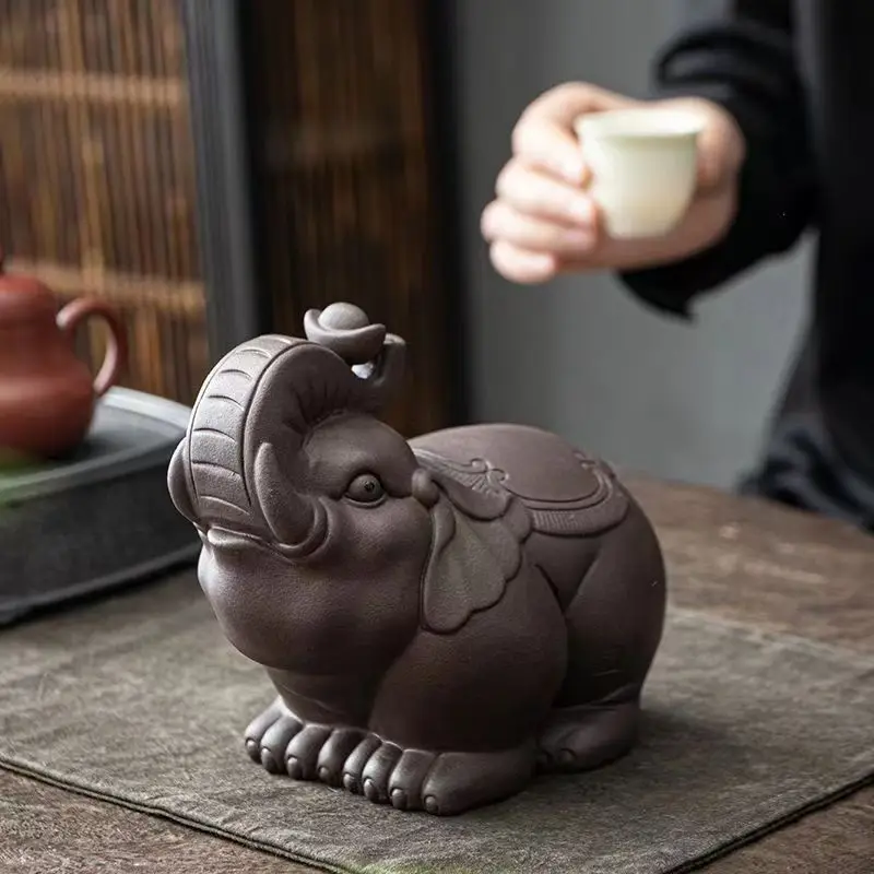 

Yixing Boutique Purple Clay Elephant Tea Pet Figurine Home Ornaments Handcraft Sculpture Tea Ceremony Decoration Chinese Teaware