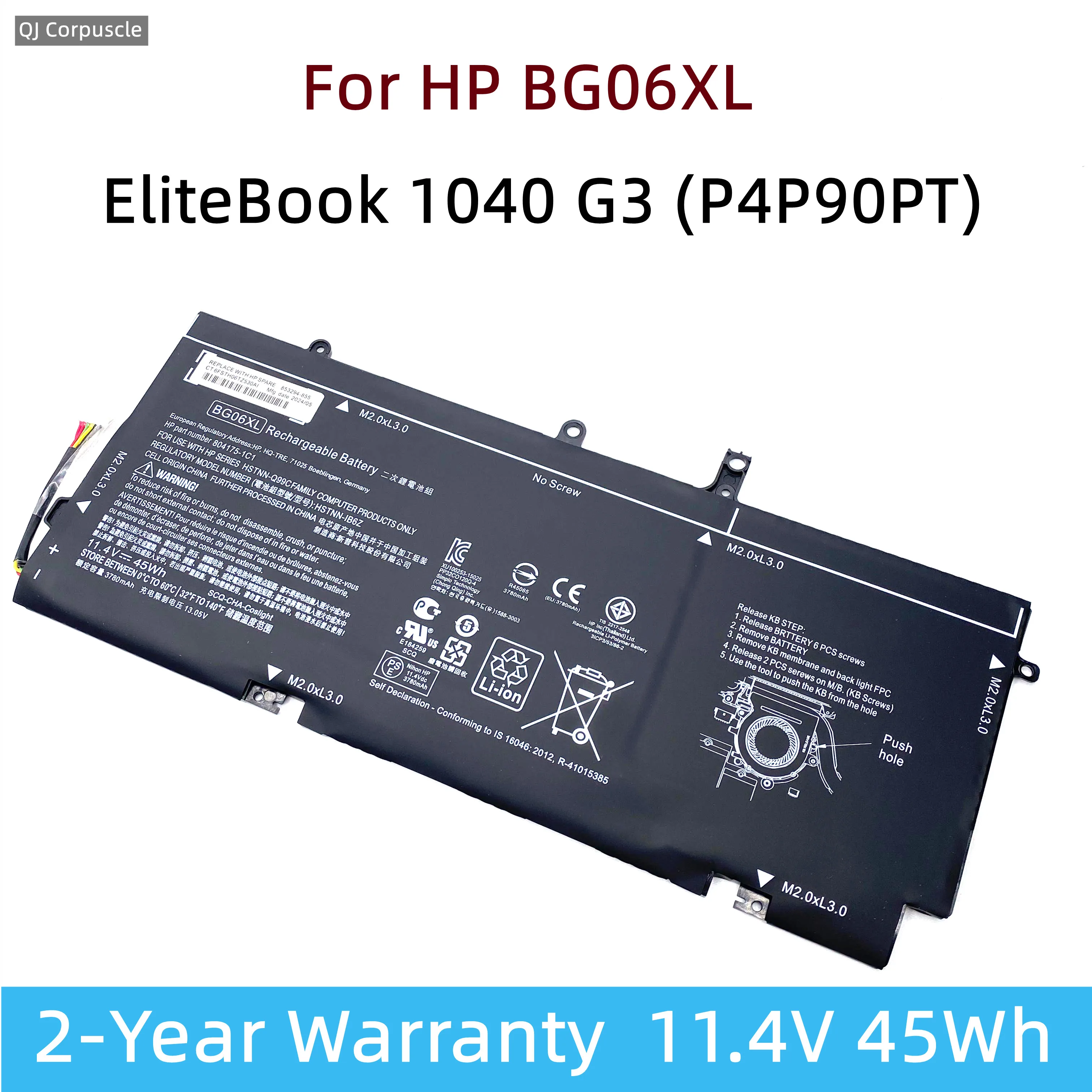 

New Original BG06XL Laptop Battery For HP EliteBook 1040 G3 (P4P90PT) HSTNN-Q99C IB6Z 804175-1B1 1C1 181 805096-001 805096-005