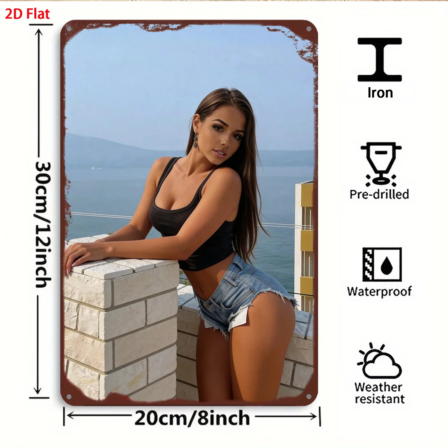 2D Metal Sign, Modern Women Theme Art, Durable High Rigidity, 8x12 Inch Wall Decor for Studio, Store, Bar, Club, Ideal Gift