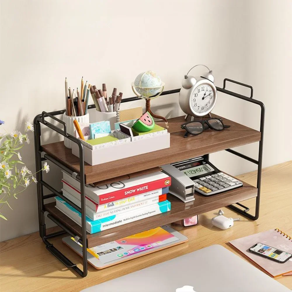 Desktop Bookshelf Small Book Rack on The Desk Countertop Simple Storage Shelf for Office Desk Multi Story Dormitory Bookshelves