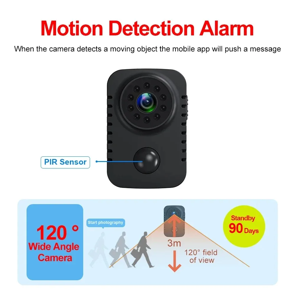 PIR Mini Camera HD 1080P Home Security Camcorder Night Vision Micro Cam Motion Detection Video Surveillance Recorder Hidden Card