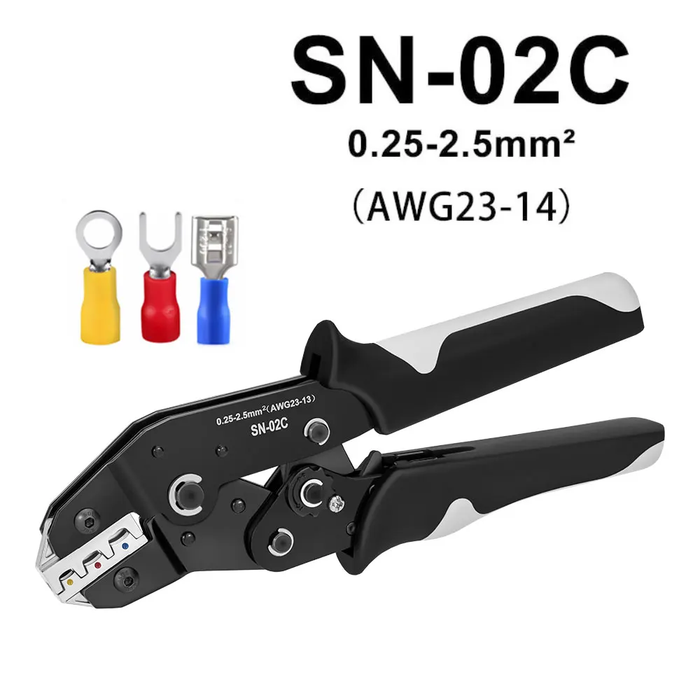 0.25-2.5mm² SN-02C  hand Crimping Tool  Adjustable Crimper pliers with 280pcs Cable Lugs Assortment Kit wire crimp set