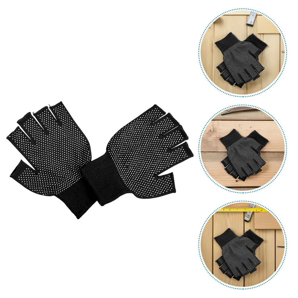 

8 Pairs Anti-slip Finger Gloves Comfortable Work Firm Grip Grasp Fingerless Men Polyester