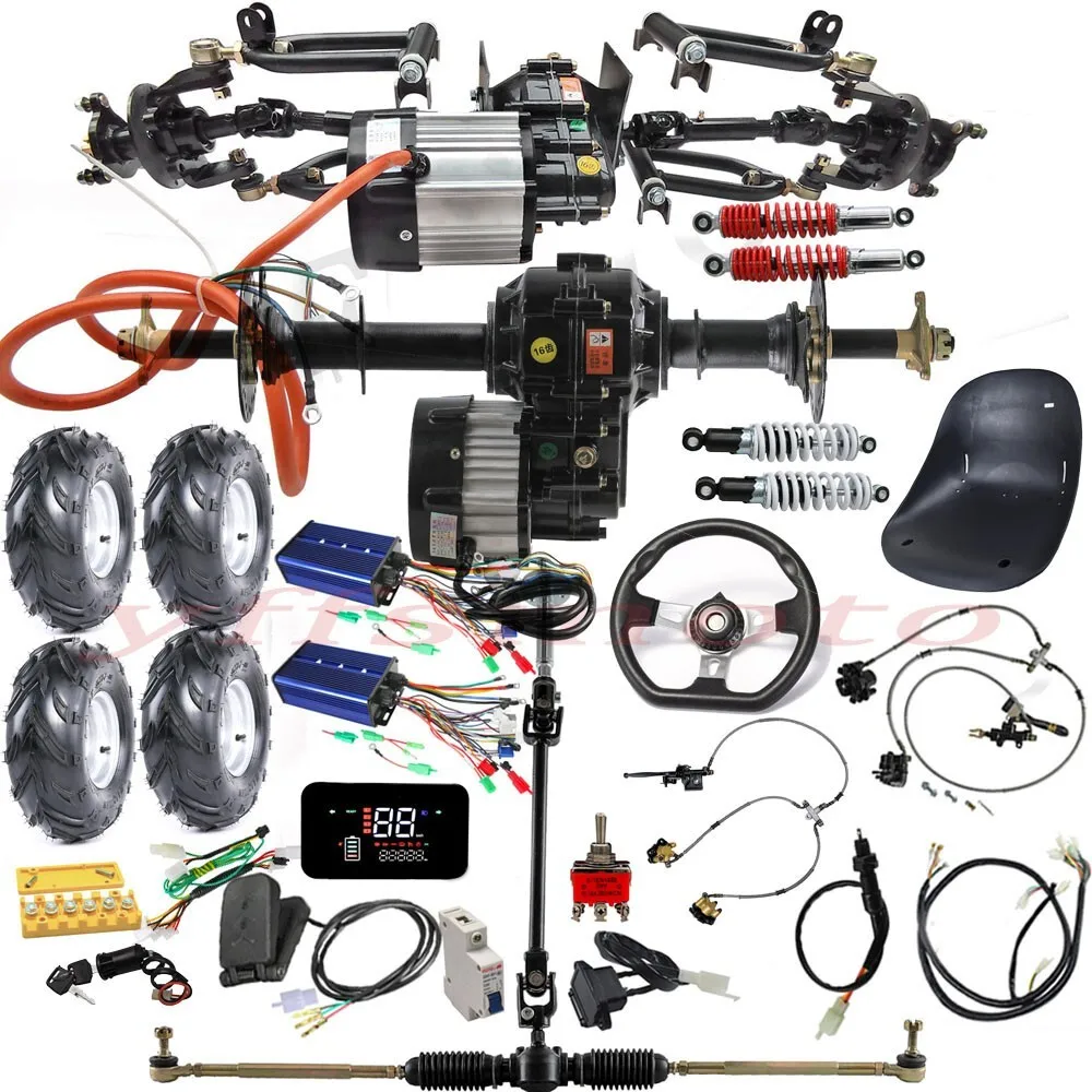 

Front Drive Shaft Axle 30'' Rear Axle Kits 72V 1500W Differential Motor 7" Tires for ATV Go Kart