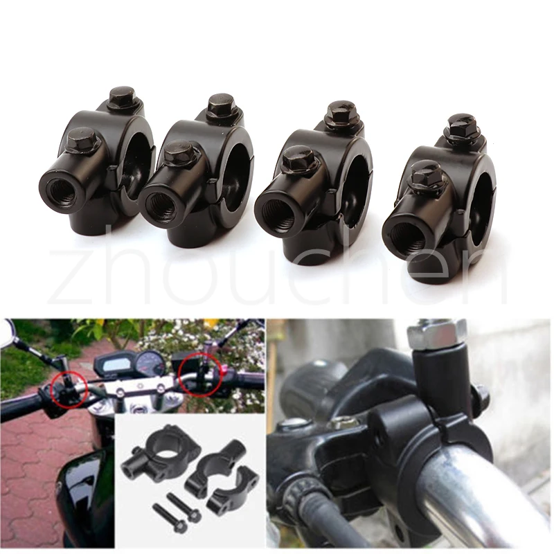 Motorcycle Rearview Handlebar Mirror Mount Holder Adapter Clamp Base 8mm 10mm 7/8