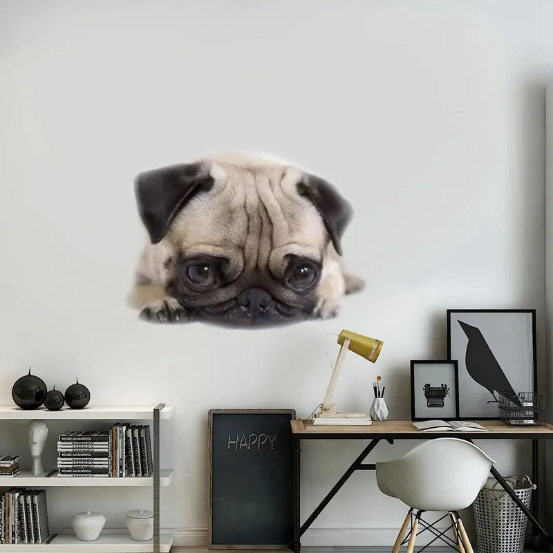 Tri koshki WCS860 PUG dog Wall Sticker Waterproof Decal PVC Home Decoration Kids Room Door Living Room Toile