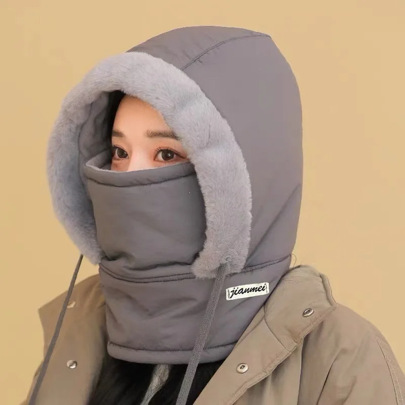 Winter outdoor cycling for men and women, cold and windproof cotton hat with thick velvet ski mask Lei Feng Ear Protection Hat