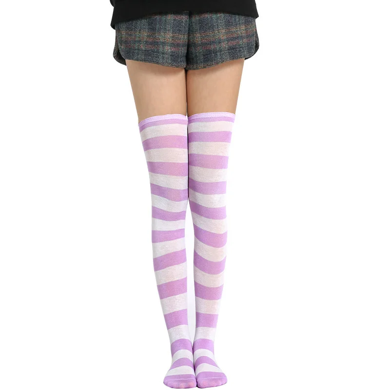 Fashion Striped Thigh High Over The Knee High Socks Women Long Stockings Ladies Girls Cotton Knit Tall Leg Warmers Sock Gifts