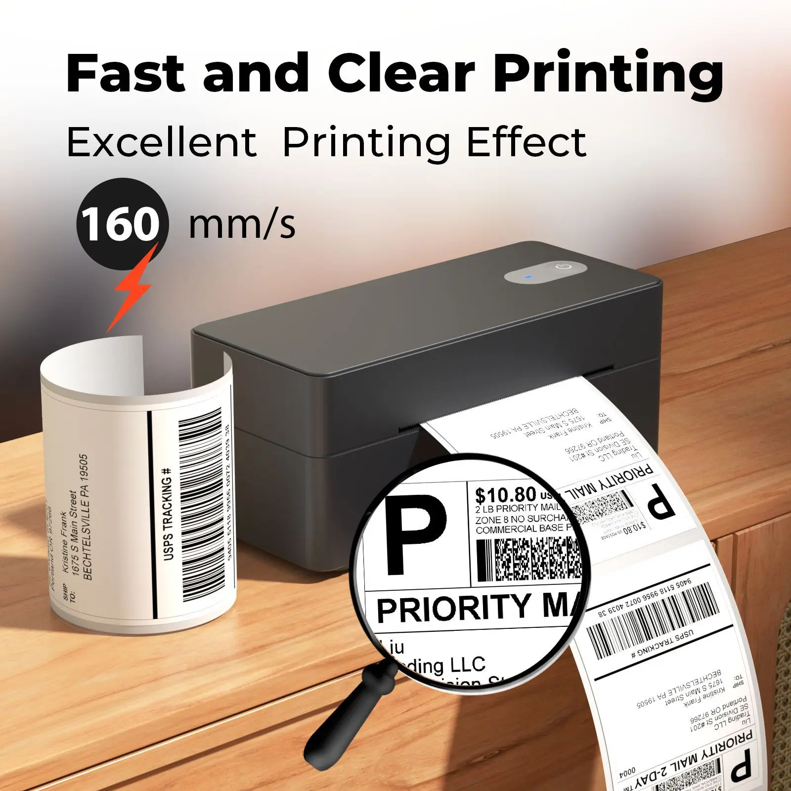 D400 EU Standard Thermal Shipping Label Printer Support Spanish Portuguese Language One Click Installation