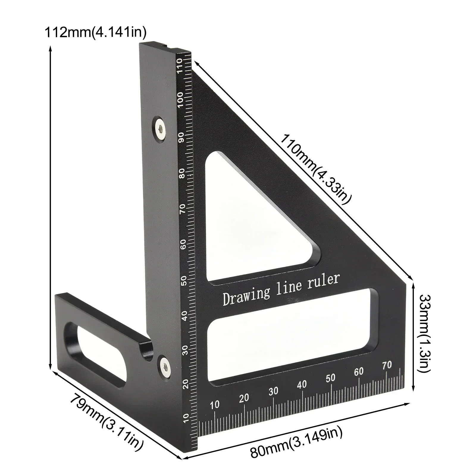 Woodworking Square Protractor Aluminum Alloy Triangle Ruler Layout Measurement High Precision Layout Measurement Tool DIY Tool