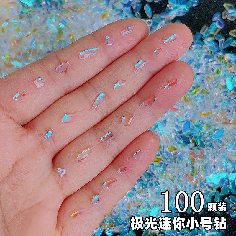 100Pcs mixed Rhinestone Crystal AB Charm Luxury Nail Art Flatback Gems for Nail 3D Decorations clitter Manicure Nail Gems DIY 2022