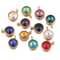 10pcs 10mm Stainless Steel Rhinestone Beads Gold Color Crystal Charms Pendants for Necklace Bracelet Jewelry Making Charm DIY