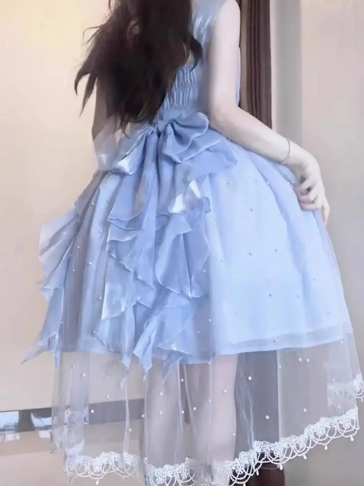 NONSAR French first love sweet dress lolita princess birthday gift dress Ruffled halter dress