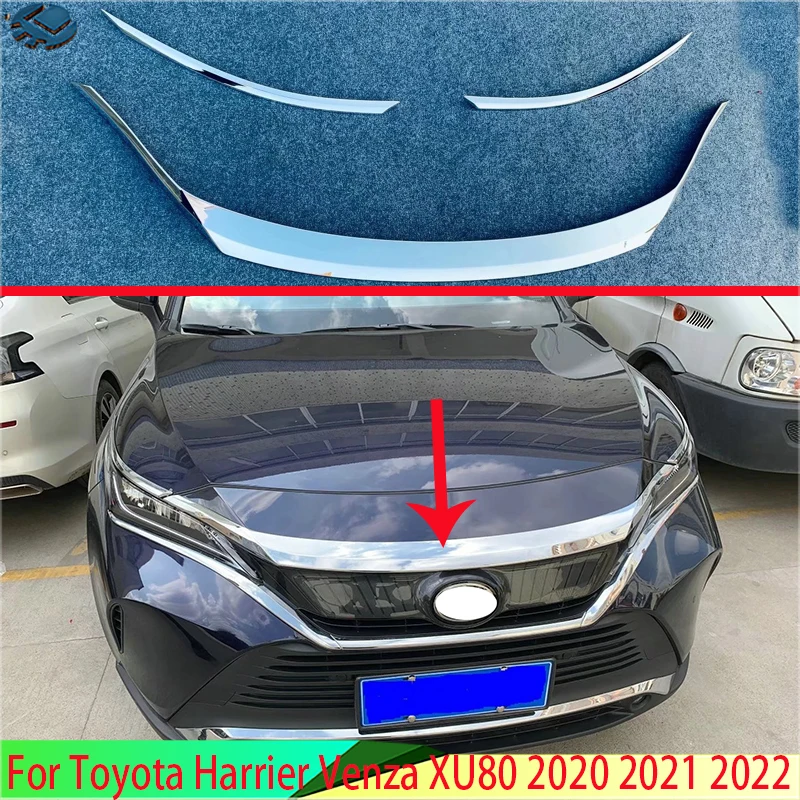 

For Toyota Harrier Venza XU80 2020 2021 Car Accessories ABS Chrome Front Hood Bonnet Grill Grille Bumper Lip Mesh Trim Cover