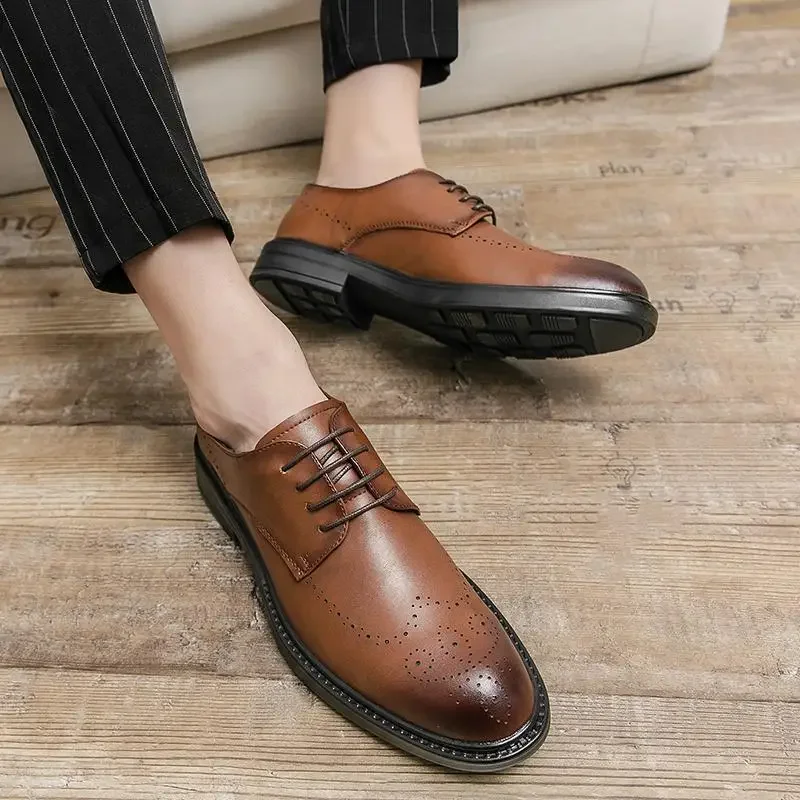 

Retro Italian Genuine Leather Men's Oxford Shoes Classic Breathable Gentlemen's Shoes First Layer Cowhide Business Formal Wear