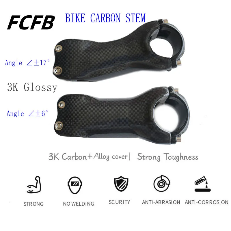 

Ultralight carbon Bike Handlebar Stem 6/17 Degree Mtb Stem 60mm-130mm Power Mtb 31.8mm Mountain Bike Stem carbon stem 3K glossy