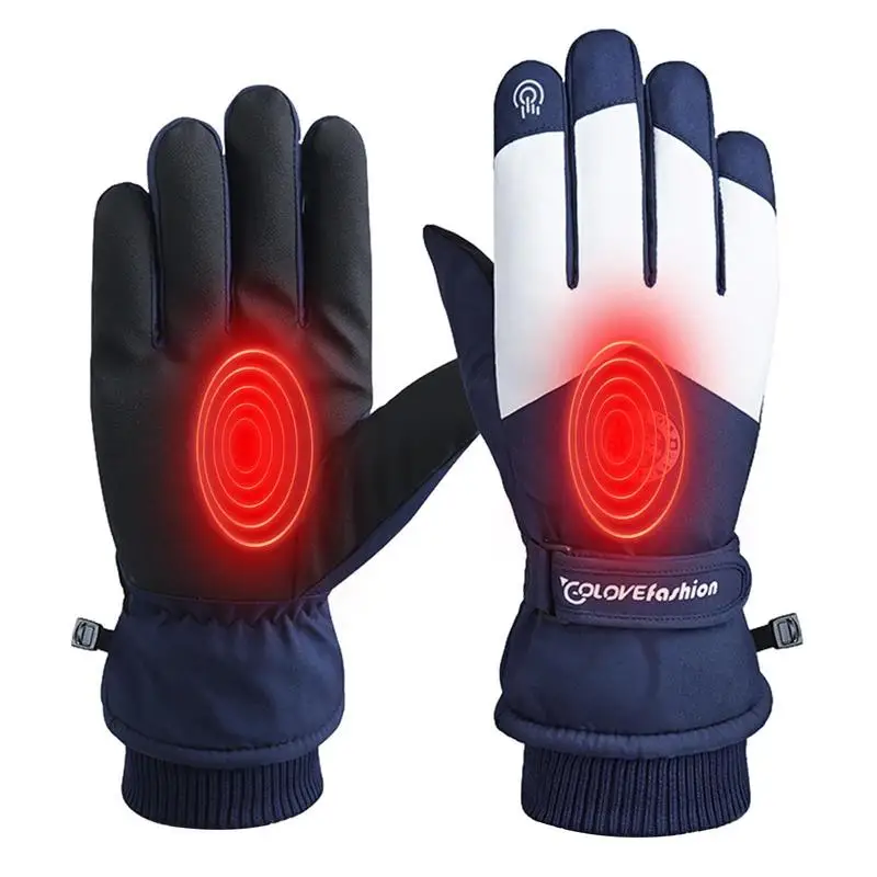 Winter Ski Gloves PU Leather Non-slip Touch Screen Waterproof Motorcycle Cycling Fleece Warm Snow Gloves Snowboard Unisex