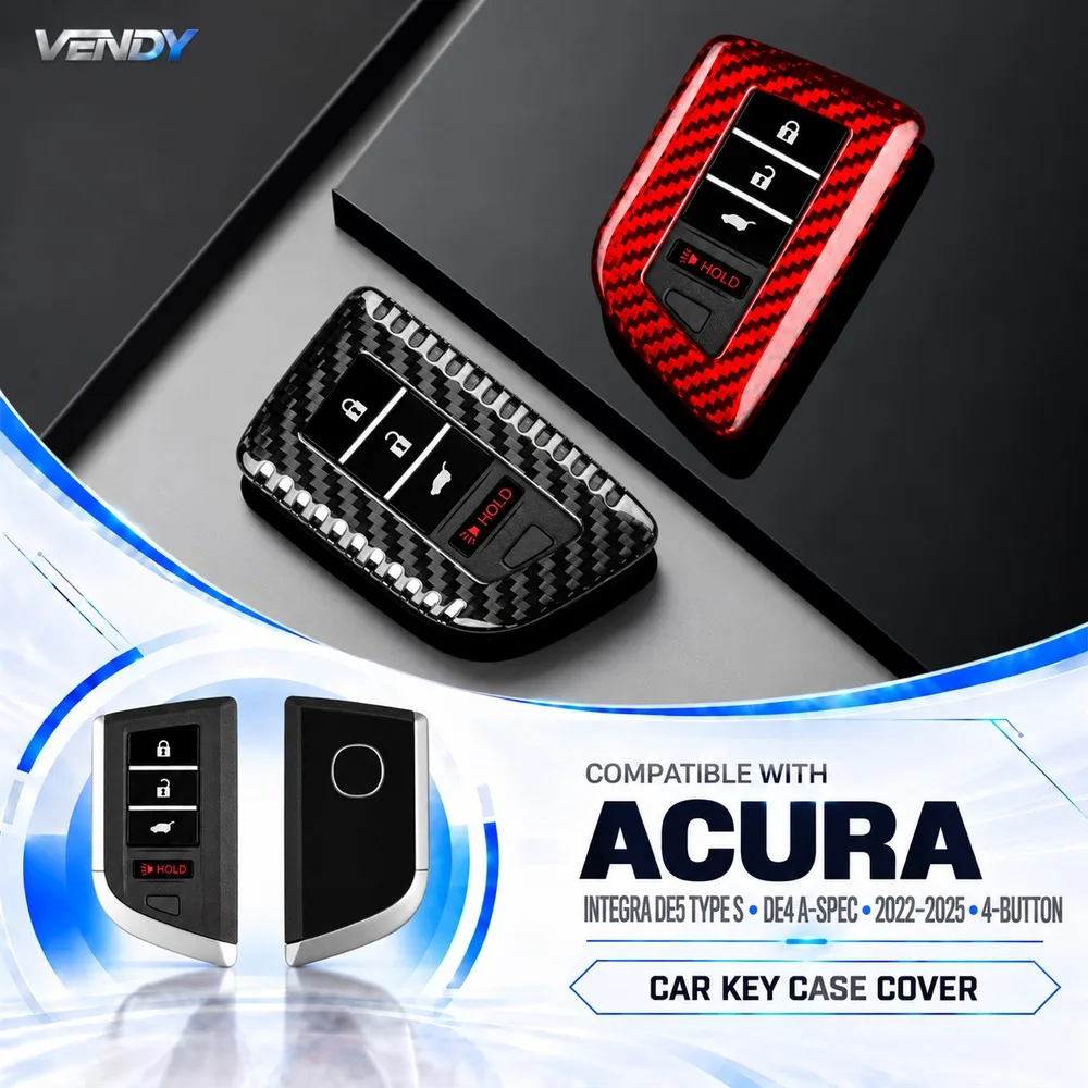 Real Carbon Fiber Car Key Case Cover Protector Shell  For Acura Integra DE5 Type S DE4 A-Spec 2022 2023 2024 2025 4-Button
