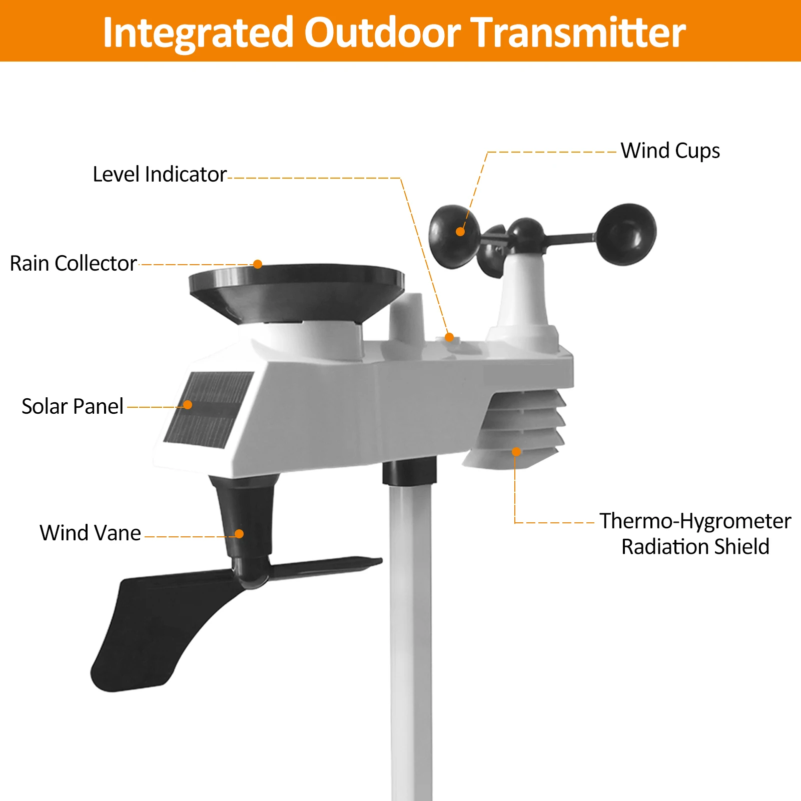 0366 WIFI Weather Station Outdoor Sensor Rain Gauge Weather Forecast Temperature Humidity Air Pressure Wind Gauge Moon Phrase