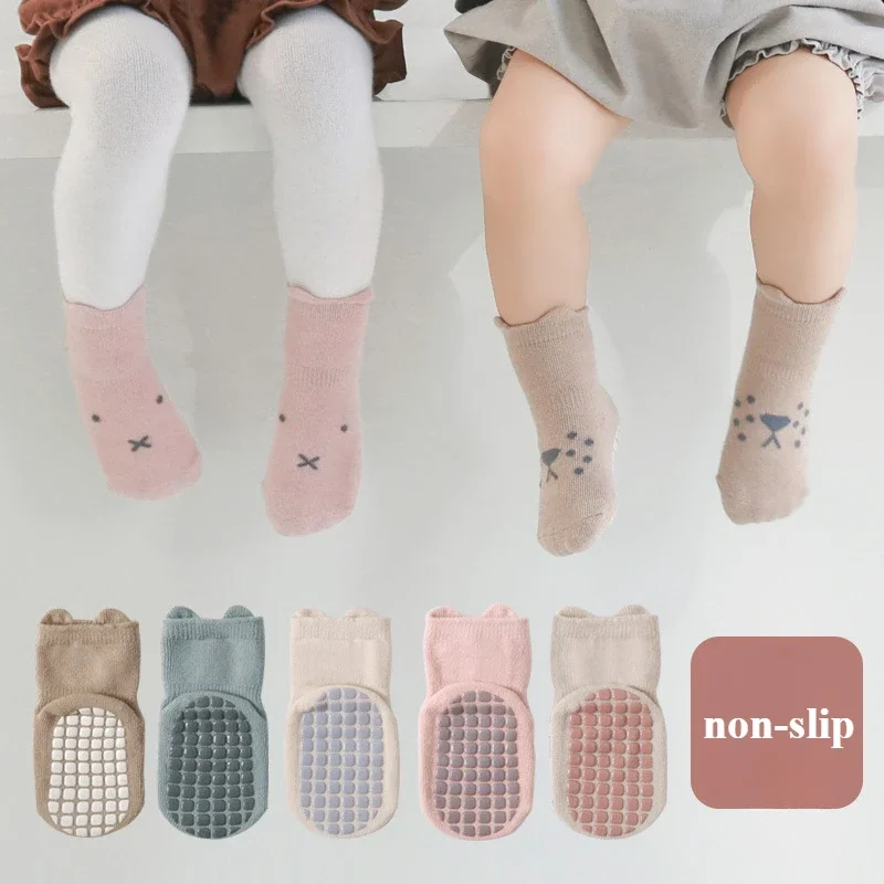 5 pares de calcetines antideslizantes cálidos para el suelo del bebé, otoño e invierno, perfectos para mayor comodidad y seguridad, cada paso en casa, recién nacido