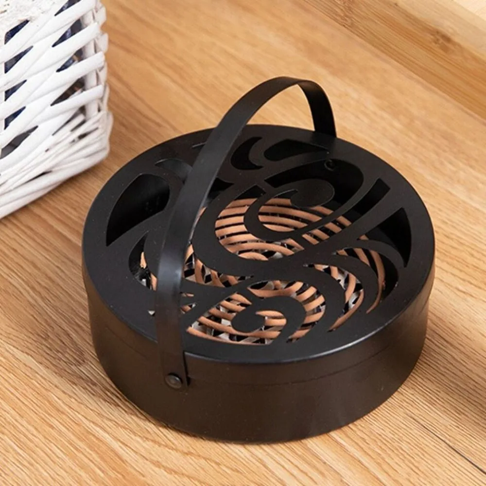 Stainless Steel Mosquito Coil Box New Reusable Ash Tray Repellent Box Fireproof Frame Mosquito Coil Holder