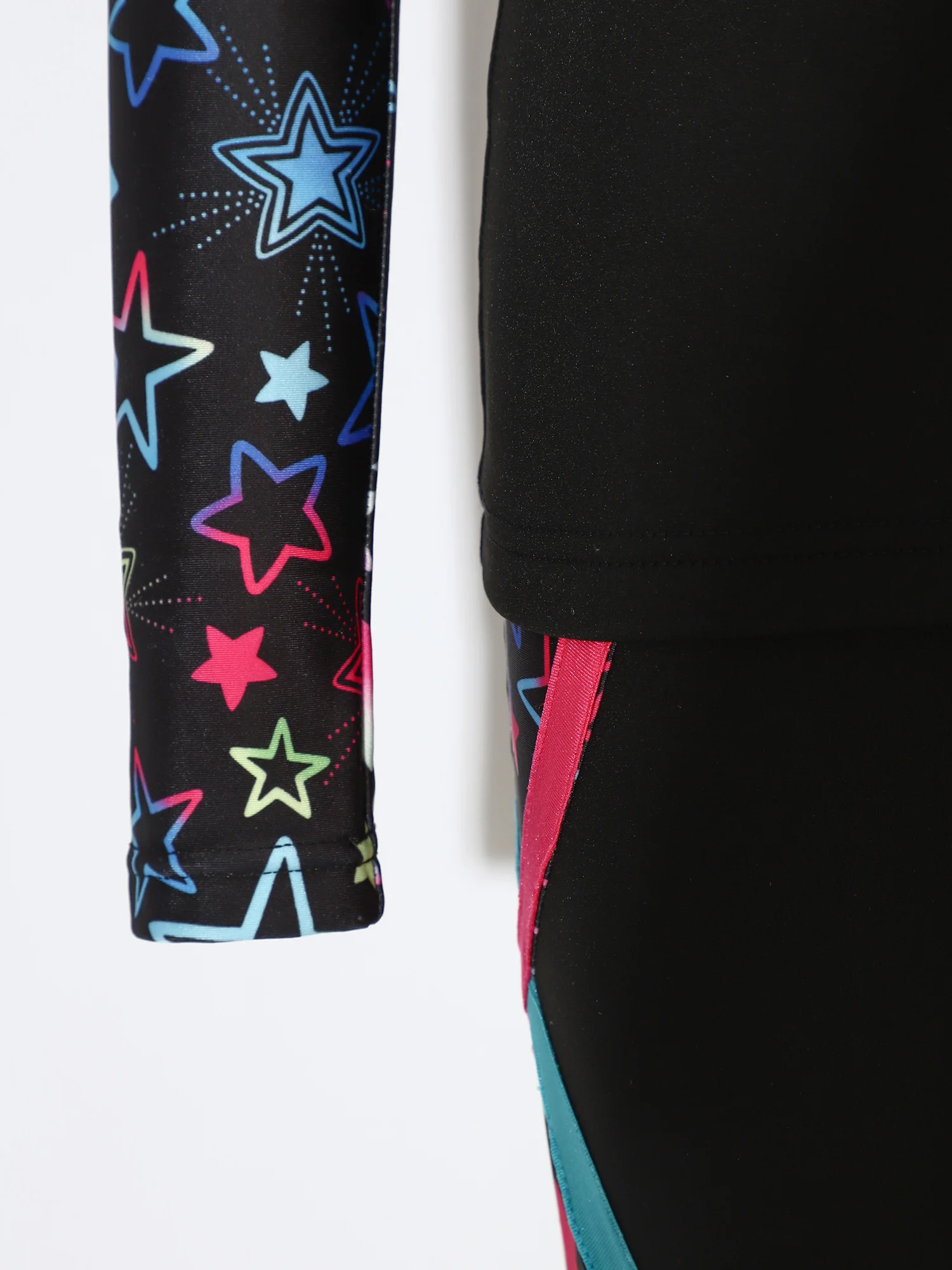 Children Girls Fleece-lined Gymnastics Figure Skating Ballet Dance Performance Outfit Zip-up Long Sleeve Pullover Top+Pants Sets