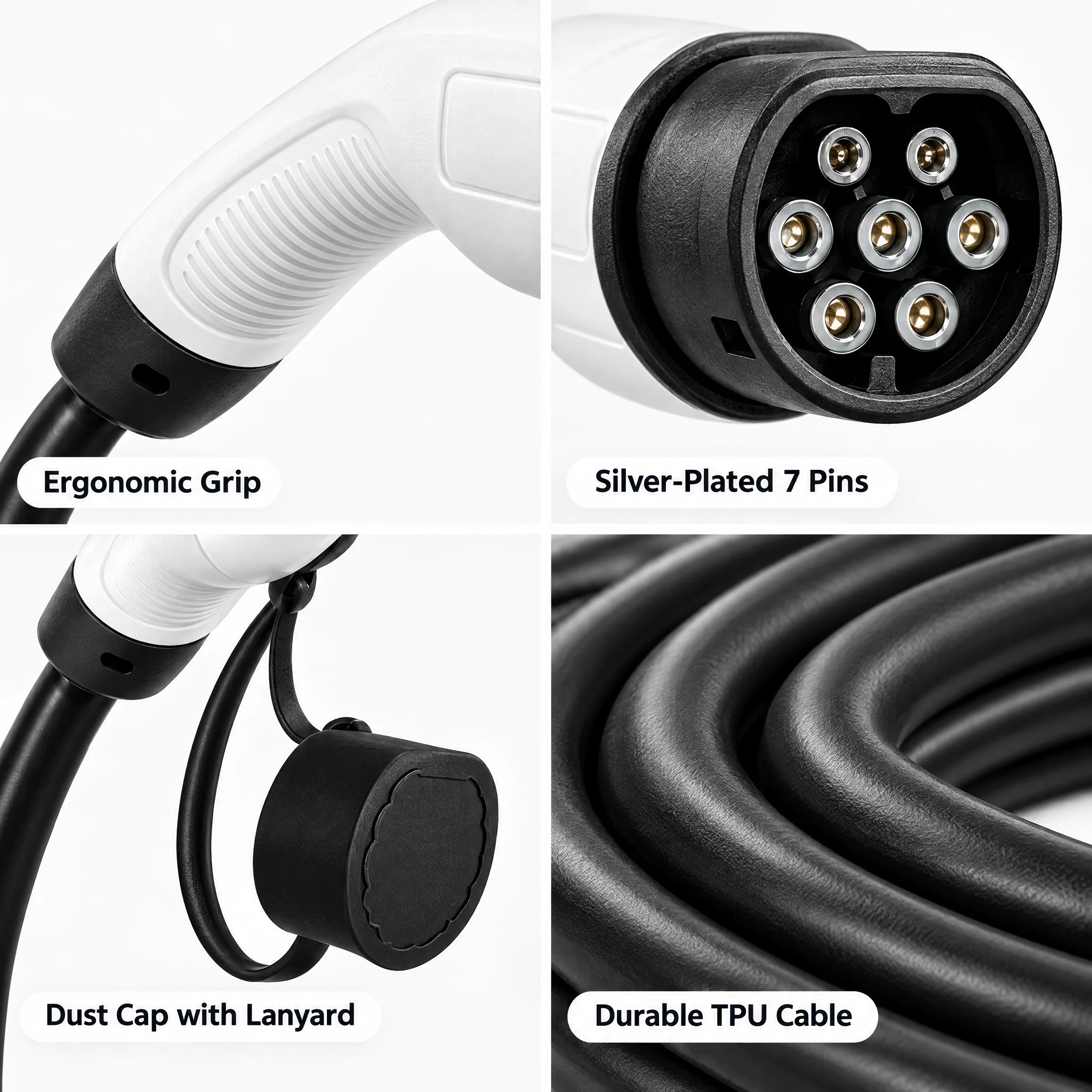 EVMBO EV Charging Cable Type2 To Type2 Charger Cable 22kw 32A EV Charger Female Plug To Male Plug EVSE Charging 5M