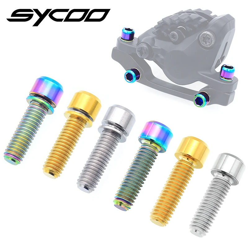 

[Sycoo] Titanium Disc Brake Bolts M6x18/M6x20 CNC TC4 - PVD Coated Bike Screws with/Washer 4pcs 3 Colors +Shipping