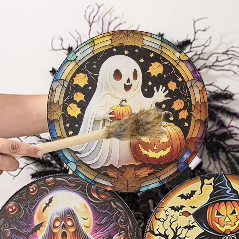 Halloween Shaman Drum Hand Drum Instrument Pumpkin Drum with Drumsticks Suitable for Spiritual Music Holiday Events