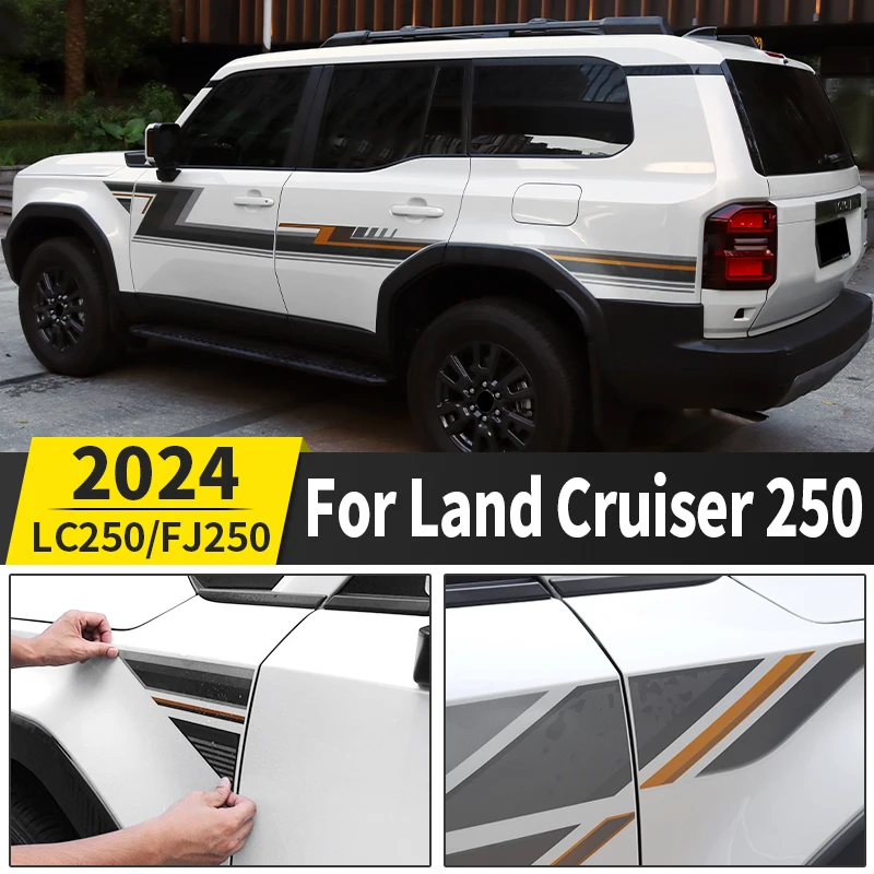 

For 2024 2025 Toyota Land Cruiser 250 1958 Prado Exterior Upgrade Accessories LC250 Body Color Bar Stickers Waistline Pattern