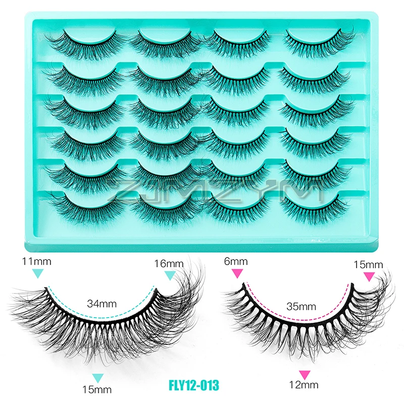 12 คู่ Faux Mink Lashes รัสเซีย Strip Fluffy Lashes ธรรมชาติ Curl Dramatic ขนตาปลอมแต่งหน้า Fake Eyelash Extension