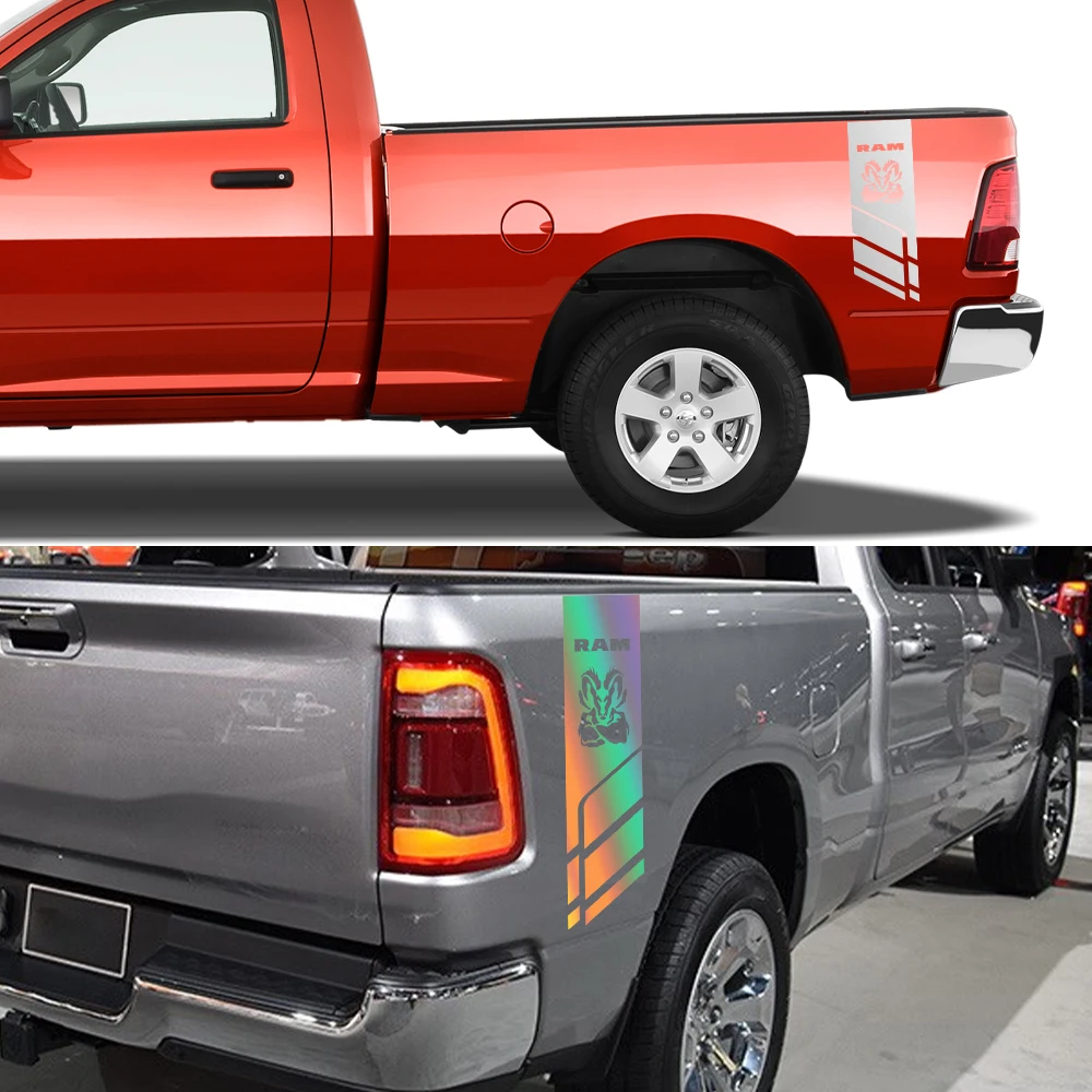 ملصقات لاقط لدودج رام 1500 2500 هيمي المتمردين 5.7 لتر شاحنة الباب الخلفي الجانب الرسومات ملصق مائي غطاء الفينيل اكسسوارات السيارات