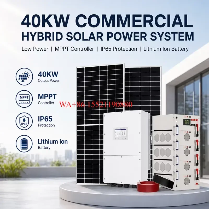 WMWMNU 40KW Commercial Industrial Complete On Off Grid MPPT IP65 Lithium Battery Solar PV Energy Storage Kit Hybrid Solar