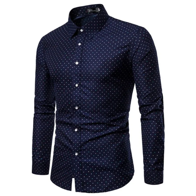 Slim Printing Fashion Leisure Time Large Size Simplicity Wave Point Comfort Versatile Lapel Men's Shirts Autumn Winter 2024