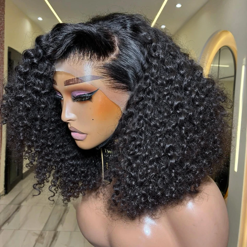 

220 Density Bob Wigs Cruly 100% Human Hair Lace Front Wigs 13x4 Bob Brazilian Remy Hair Pre-plucked Lace Front Wigs 16 inch